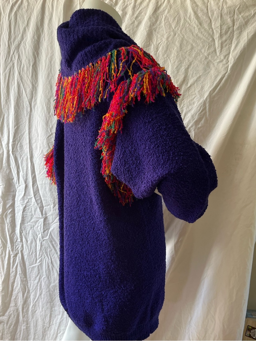 Simon Chang Vintage Royal Purple Statement Bouclé Sweater Dress - Picture 4 of 10